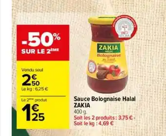 Carrefour Sauce bolognaise halal zakia offre
