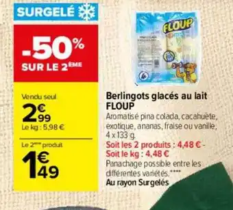 Carrefour Berlingots glacés au lait floup offre