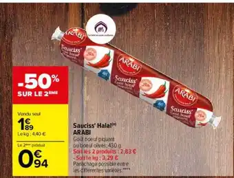 Carrefour Sauciss' halal arabi offre
