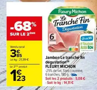 Carrefour Jambon le tranche fin dégustation fleury michon offre