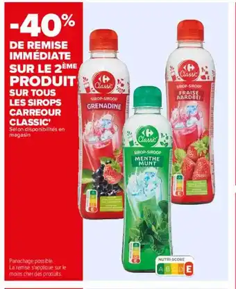 Carrefour Sirops carrefour classic' offre