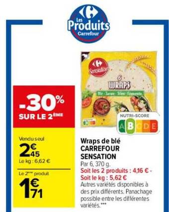 Carrefour Wraps de blé carrefour sensation offre