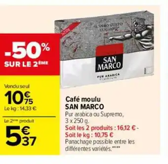 Carrefour Café moulu san marco offre