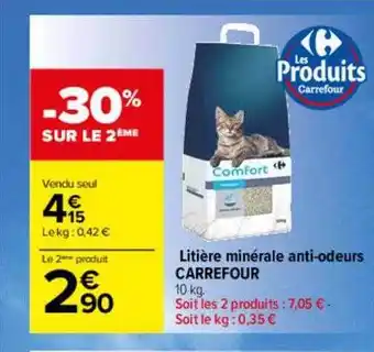 Carrefour Litière minérale anti-odeurs carrefour offre