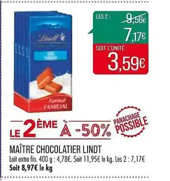 Match Maître chocolatier lindt offre