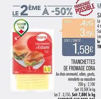 Match Tranchettes de fromage cora offre