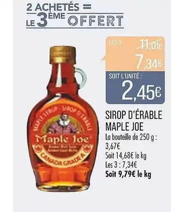 Match Sirop d'érable maple joe offre
