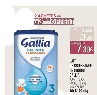 Match Lait de croissance en poudre gallia offre