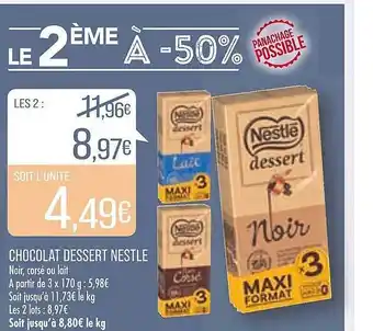 Match Chocolat dessert nestlé offre
