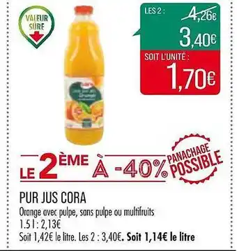 Match Pur jus cora offre