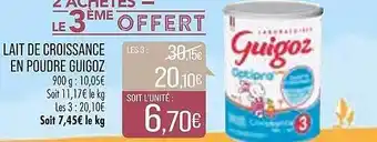 Match Lait de croissance en poudre guigoz offre