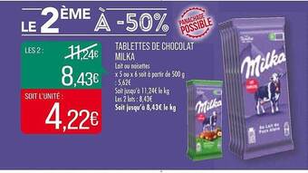 Match Tablettes de chocolat milka offre