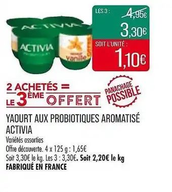 Match Yaourt aux probiotiques aromatisé activia offre