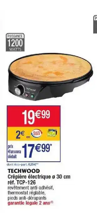 Cora x Carrefour Crêpière électrique ø 30 cm techwood offre