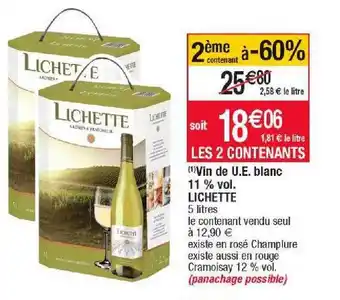 Cora x Carrefour Vin de u.e. blanc 11% vol. lichette offre
