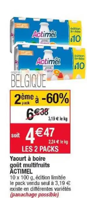 Cora x Carrefour Yaourt à boire goût multifruits actimel offre
