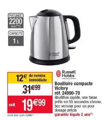Bouilloire compacte victory russell hobbs