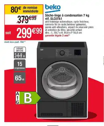 Cora x Carrefour Sèche-linge à condensation 7 kg beko offre