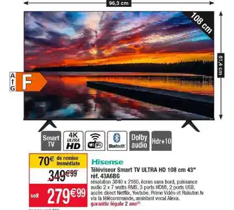 Cora x Carrefour Téléviseur smart tv ultra hd 108 cm 43 offre