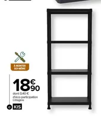 Carrefour Etagère 4 tablettes en résine offre