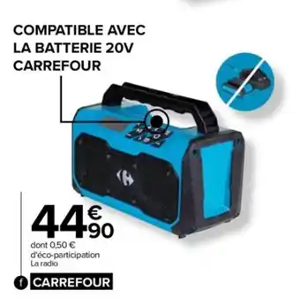 Carrefour Radio de chantier 20 V sans batterie Carrefour offre