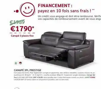 Meubles Crack Canapé 3pl prestige offre
