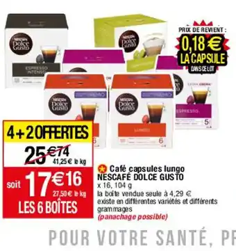 Cafe capsules Lunge Nescafe Dolce Gusto