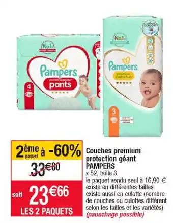 Cora x Carrefour Couches Premium Protection Géant Pampers offre