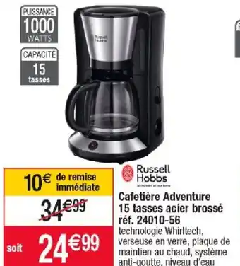 Cora x Carrefour Cafetiére Adventure 15 Tasses Acier Brossé offre