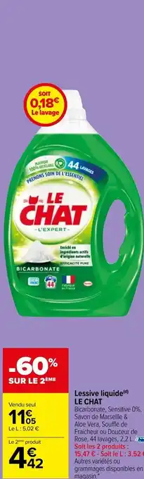 Carrefour Market Lessive Liquide Le Chat offre