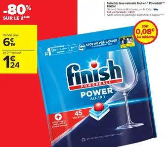 Carrefour Market Tablettes Lave-Vaisselle Tout-En-1 Powerball Finish offre