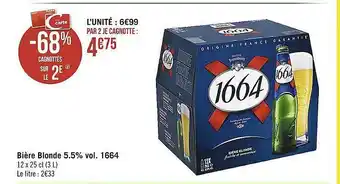 Casino Supermarchés Bière blonde 5.5% 1664 offre