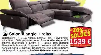 KREABEL Salon d'angle + relax offre