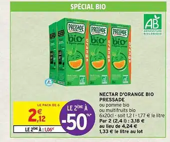 Intermarché Contact Nectar d'orange bio pressade offre