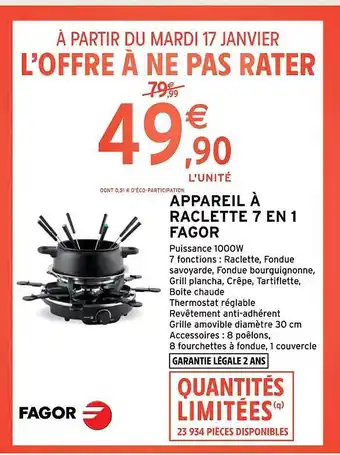 Intermarché Contact Appareil à raclette 7 en 1 fagor offre