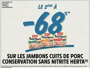 Intermarché Contact Jambons cuits de port conservation sans nitrite herta offre