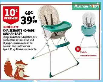 Auchan Chaise haute nomade auchan baby offre