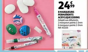 Auchan 8 marqueurs permanents acrylique edding offre