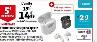 Auchan Écouteurs tws qilive q1332 offre