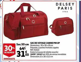 Auchan Sac de voyage cabine pin up delsey paris offre