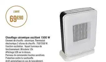 Chauffage céramique oscillant 1500 w