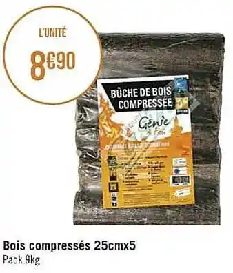 Casino Supermarchés Bois compressés 25 cm x 5 offre
