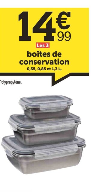 Centrakor Boîtes de Conservation offre