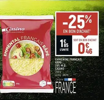 Vival Emmental Francais Rape 29% M.G Casino offre