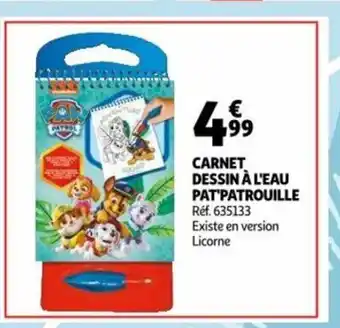 Auchan Carnet Dessin A L'Eau Pat'Patrouille offre