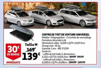 Auchan Coffre De Toit De Voitre Universel offre