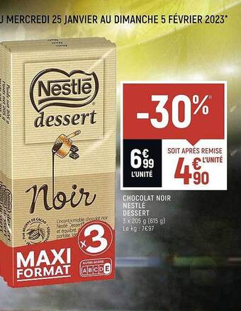 Chocolat noir nestlé dessert