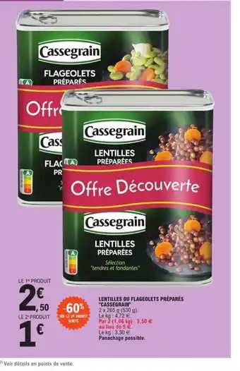 E.Leclerc Lentilles Ou Flageolets Préparés Cassegrain offre