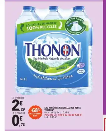 E.Leclerc Eau Minerale Naturelle des Alpes Thonon offre