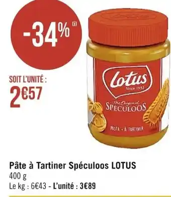 Casino Supermarchés Pâte à Tartiner Speculoos Lotus offre